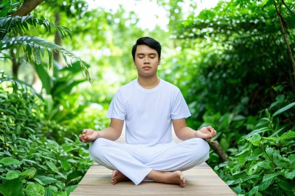 Người ngồi thiền thư giãn.