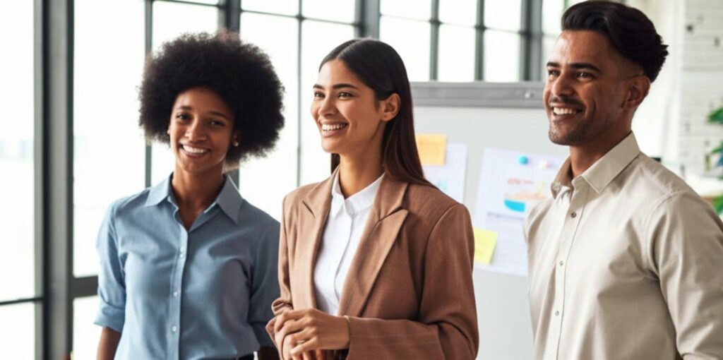 Nhân viên hạnh phúc tại nơi làm việc.