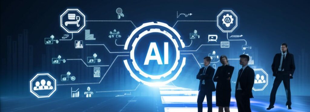 Lộ trình ứng dụng Trí tuệ nhân tạo (AI) trong marketing dành cho lãnh đạo doanh nghiệp, thể hiện con đường chiến lược với các yếu tố công nghệ.
