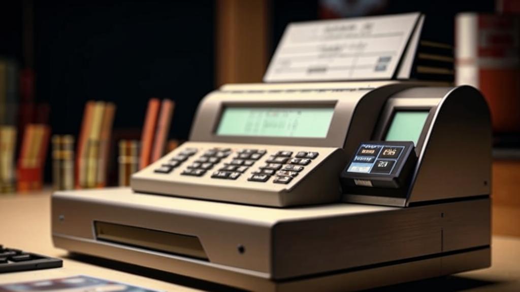 Máy tính tiền ra bill hiện đại.