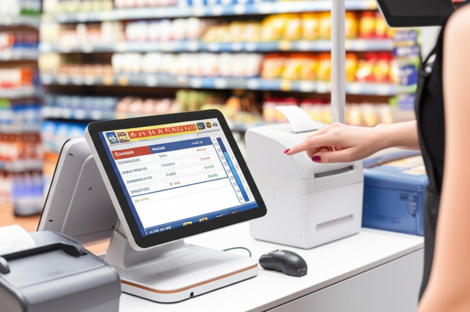 Hệ thống phần mềm POS hiện đại tại quầy thu ngân cửa hàng bán lẻ