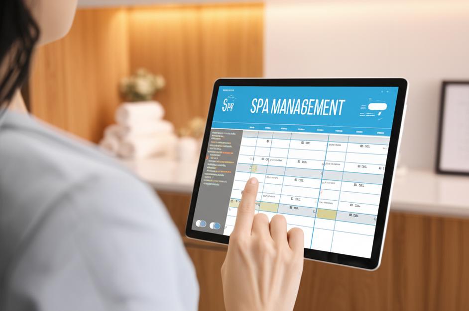Giao diện phần mềm quản lý spa mini trên máy tính bảng.