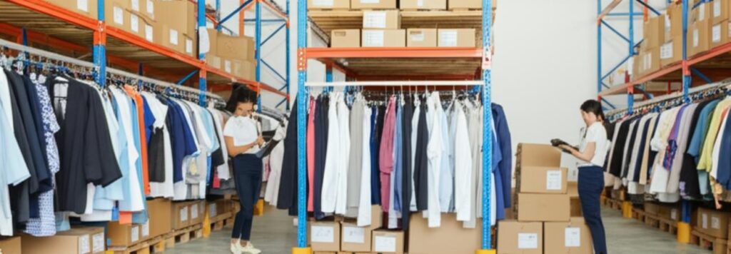 Kho hàng thời trang được quản lý chuyên nghiệp.