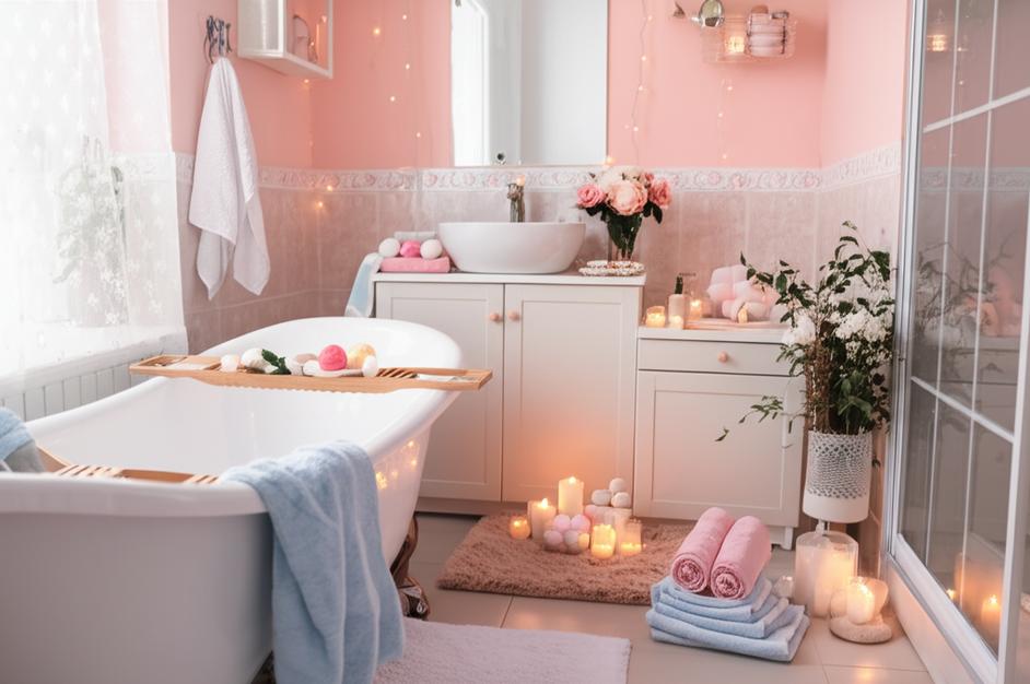 Phòng tắm trang trí spa tại nhà chuẩn TikTok.