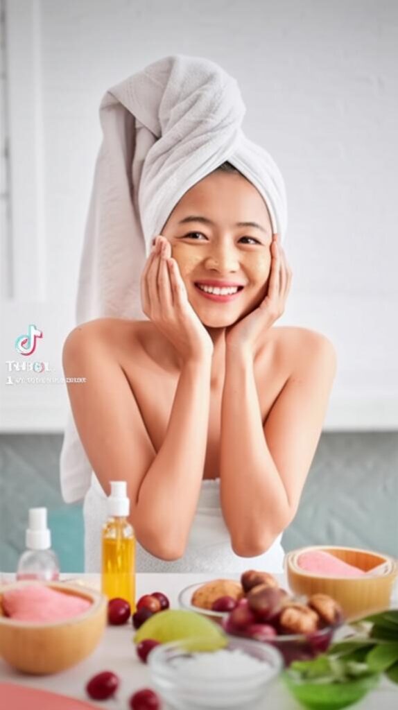 Cô gái spa tại nhà trắng da hot trend TikTok.