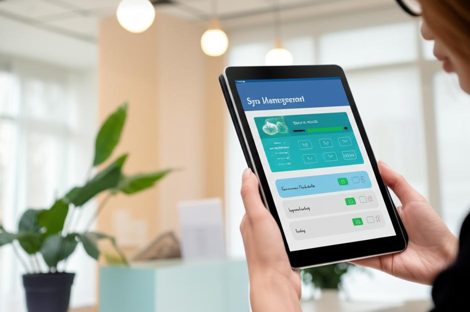 Lễ tân spa với phần mềm quản lý.