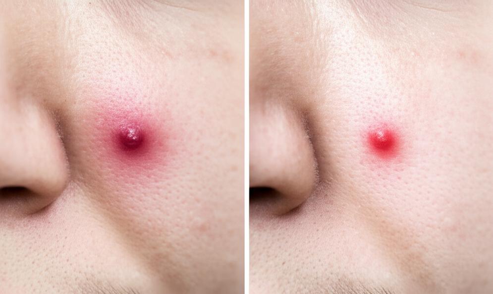 Hình ảnh trước và sau khi trị mụn bọc qua đêm.