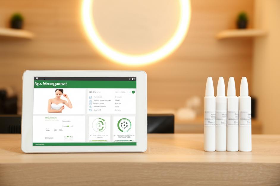 Phần mềm quản lý spa trên máy tính bảng tại lễ tân.