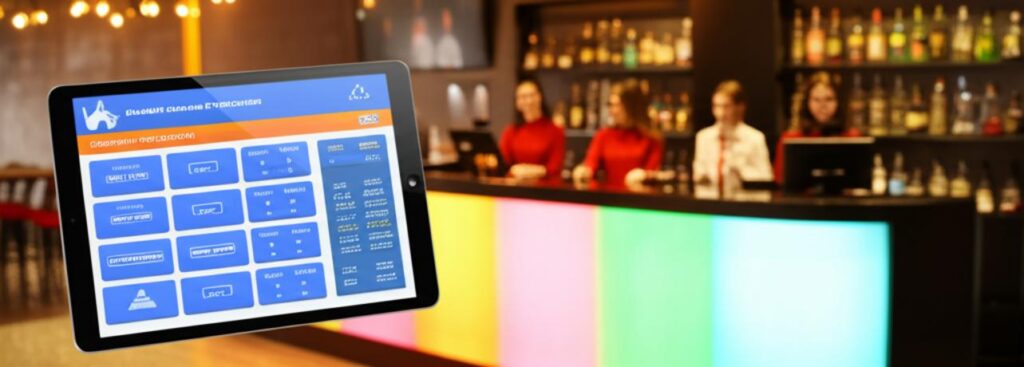 Phần Mềm Quản Lý Karaoke Hiệu Quả: Bí Quyết Tăng Doanh Thu & Giảm Chi Phí 10 Giao diện phần mềm quản lý karaoke trên máy tính bảng tại quầy lễ tân.