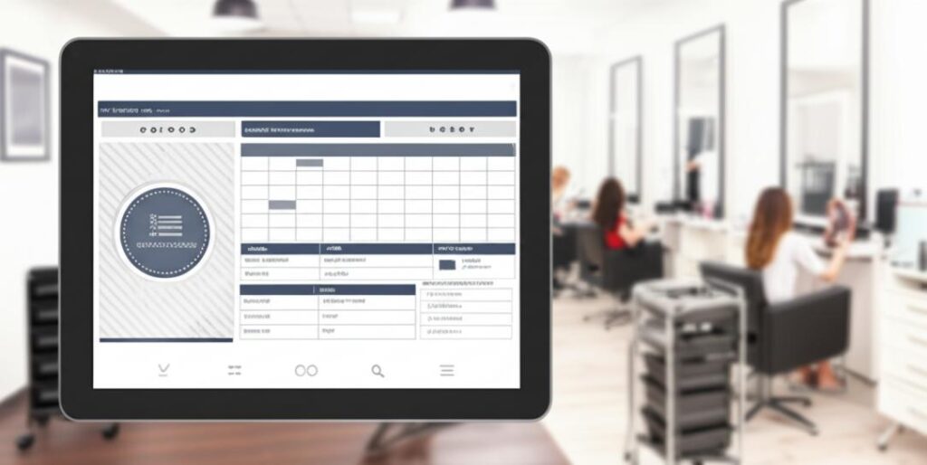 Giao diện phần mềm quản lý salon miễn phí trên tablet.