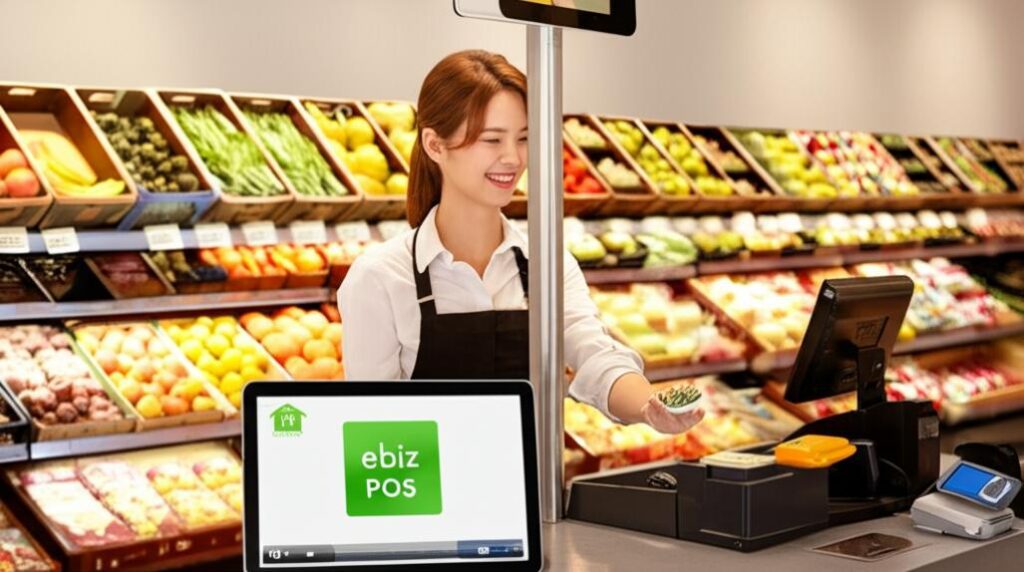 Phần mềm POS cho thực phẩm sạch: Chìa khóa quản lý minh bạch và nâng tầm cửa hàng 1 Hệ thống POS trong cửa hàng thực phẩm sạch hiện đại.