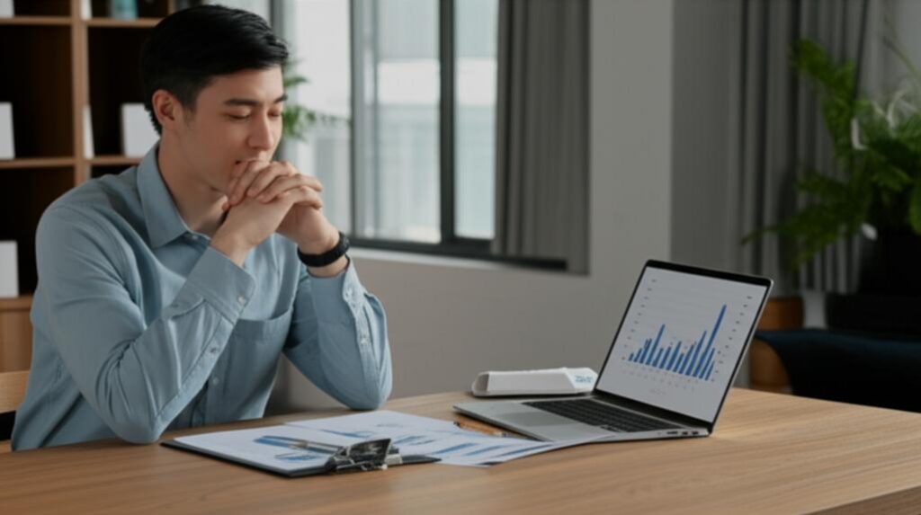 Bí quyết sống sót: Chiến lược giúp doanh nghiệp tránh khủng hoảng tiền mặt 1 Doanh nhân xem xét báo cáo tài chính với vẻ mặt tích cực.