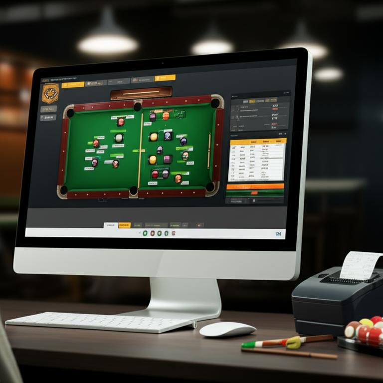 Phần mềm tính tiền và quản lý quán bida trên màn hình máy tính.