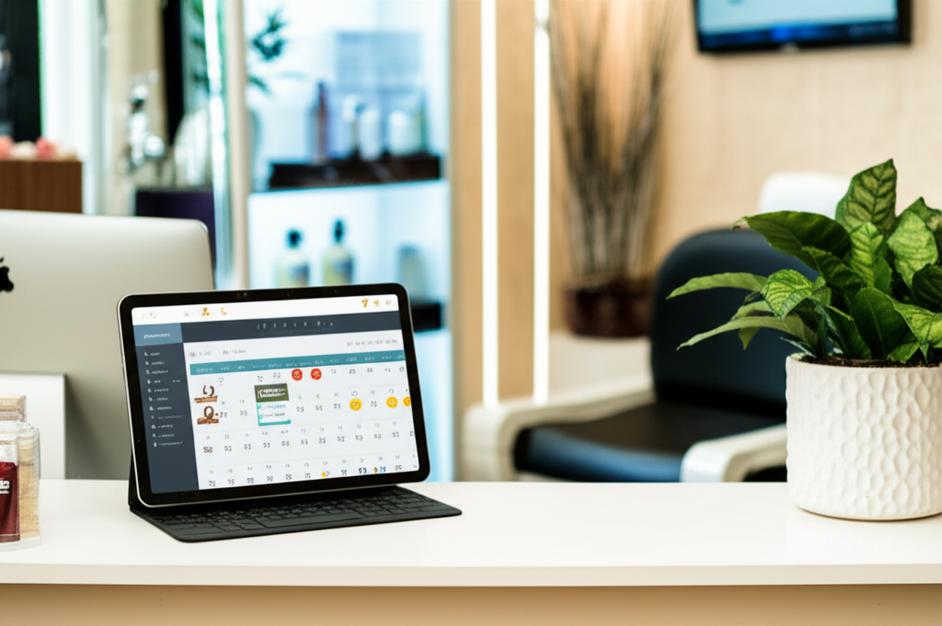 Giao diện phần mềm quản lý spa trên máy tính bảng.