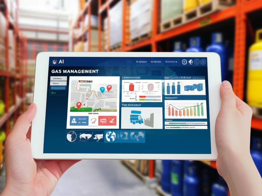 Digital interface of gas management software with gas industry icons.