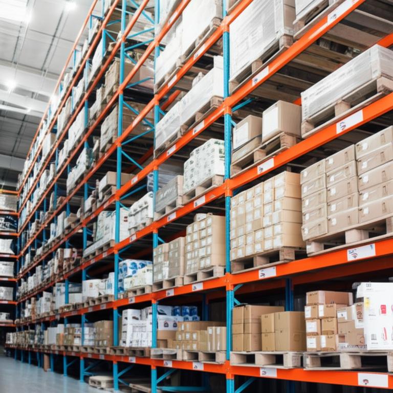 Kho hàng được sắp xếp khoa học, thể hiện quản lý kho hiệu quả.