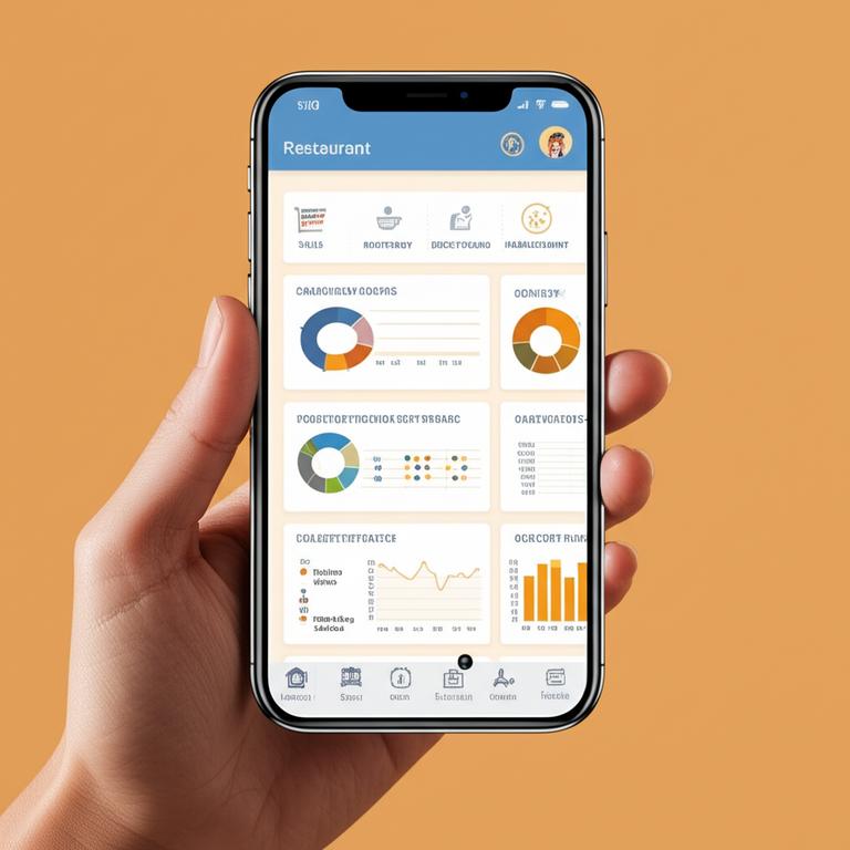 Giao diện phần mềm quản lý nhà hàng trên điện thoại.