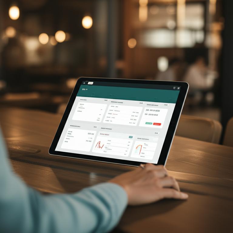 Giao diện nền tảng quản lý quán ăn trên máy tính bảng.