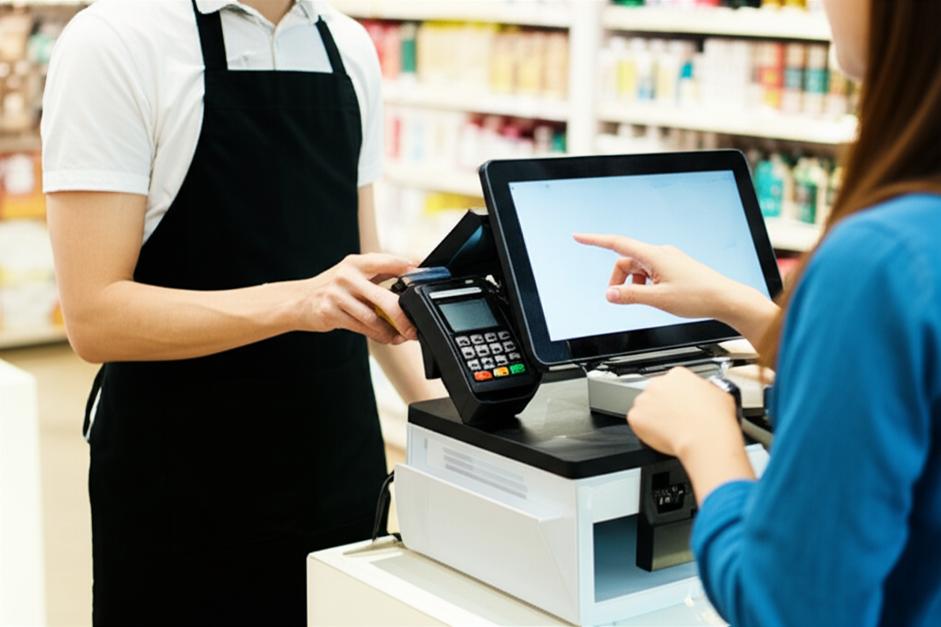 Máy tính tiền hiện đại trong cửa hàng.