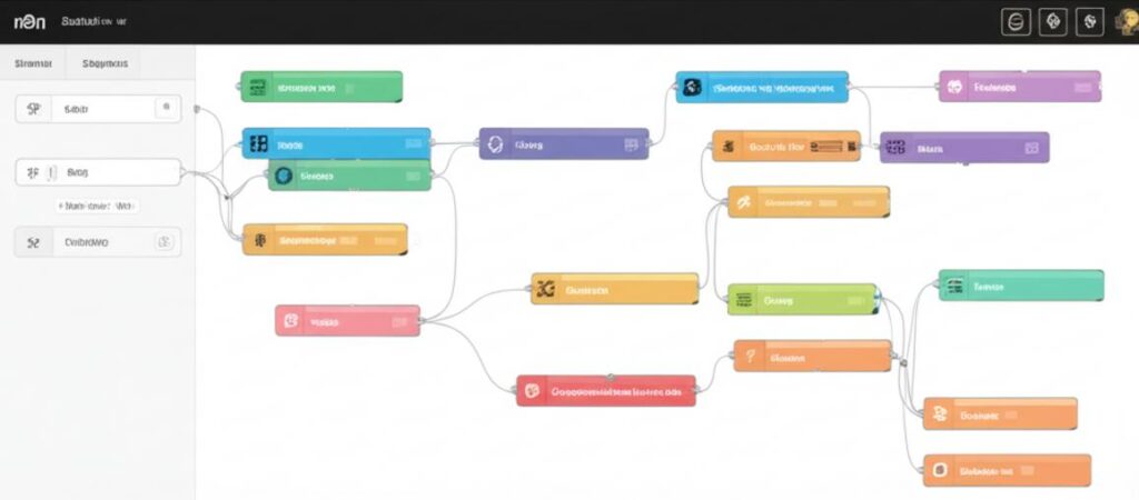 Giao diện N8N trực quan với các node workflow.