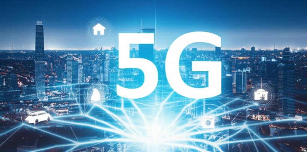 Minh họa mạng 5G kết nối thế giới số.