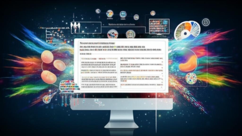 Minh họa cách viết prompt cho AI vẽ tranh, kết hợp công nghệ và nghệ thuật với câu lệnh phức tạp và hình ảnh trừu tượng đang hình thành.