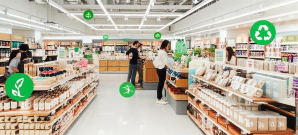 Chính Sách Bán Lẻ Bền Vững: Kiến Tạo Tương Lai Kinh Doanh Thịnh Vượng 8 Cửa hàng bán lẻ hiện đại, thân thiện với môi trường, chú trọng vào sự bền vững.