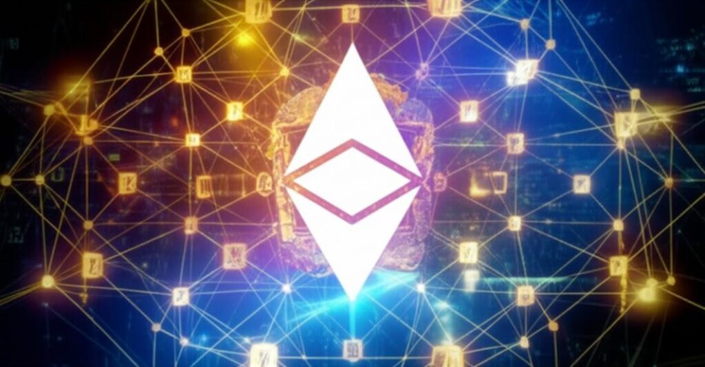 Mạng lưới phi tập trung kết nối với tác phẩm nghệ thuật kỹ thuật số, biểu tượng cho sự sáng tạo và công nghệ blockchain.