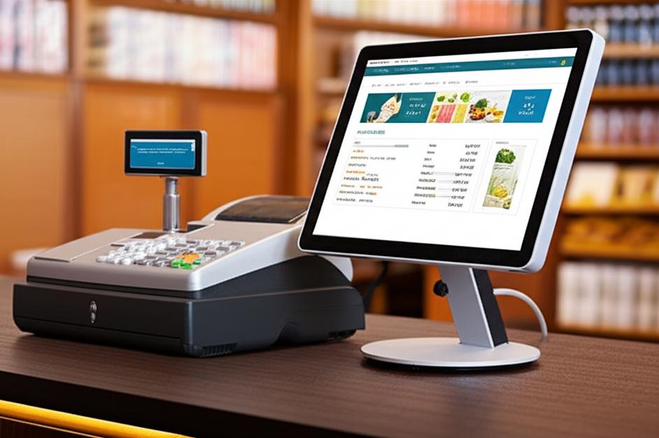 Giao diện phần mềm bán hàng offline trên màn hình máy tính kết nối máy tính tiền.