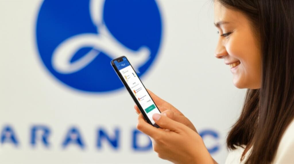 Người phụ nữ sử dụng ứng dụng di động để nhận ưu đãi thành viên.