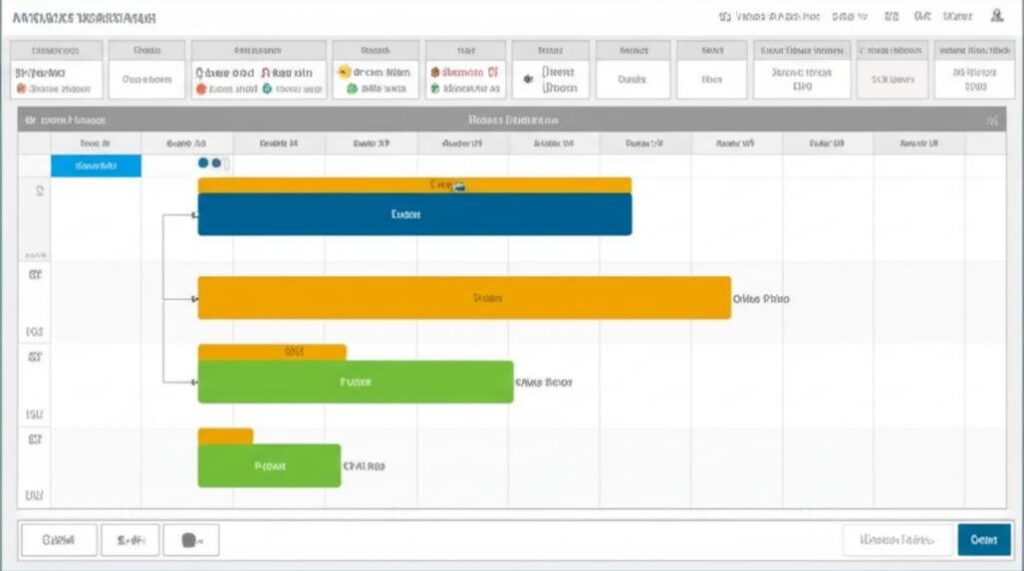Biểu đồ Gantt trực quan minh họa tiến độ dự án theo thời gian.
