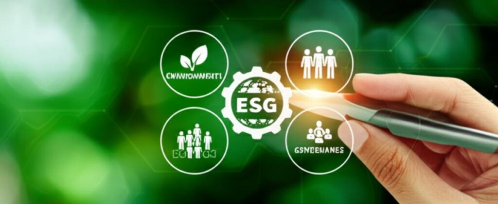 Biểu tượng ESG đại diện cho Môi trường, Xã hội và Quản trị được kết nối, tượng trưng cho sự tuân thủ và phát triển bền vững của doanh nghiệp.