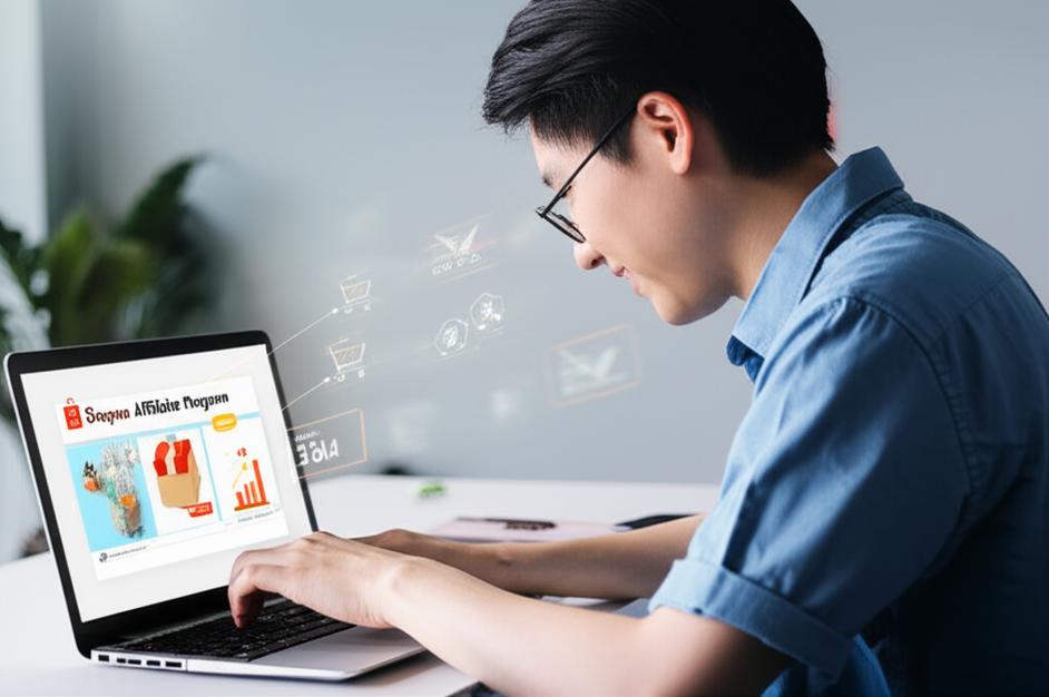 Người trẻ làm việc với Affiliate Shopee, tập trung vào việc kiếm tiền online.