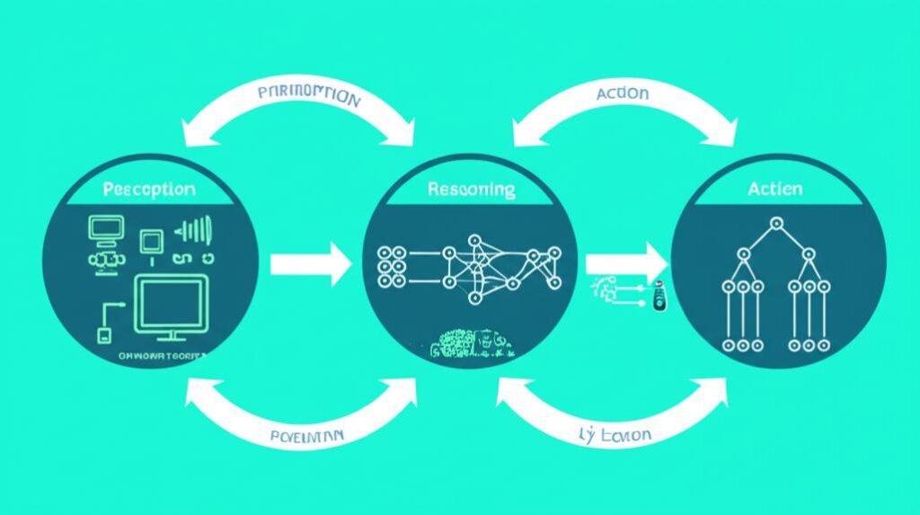 Minh họa vòng lặp Nhận thức - Lý luận - Hành động của AI tác nhân.