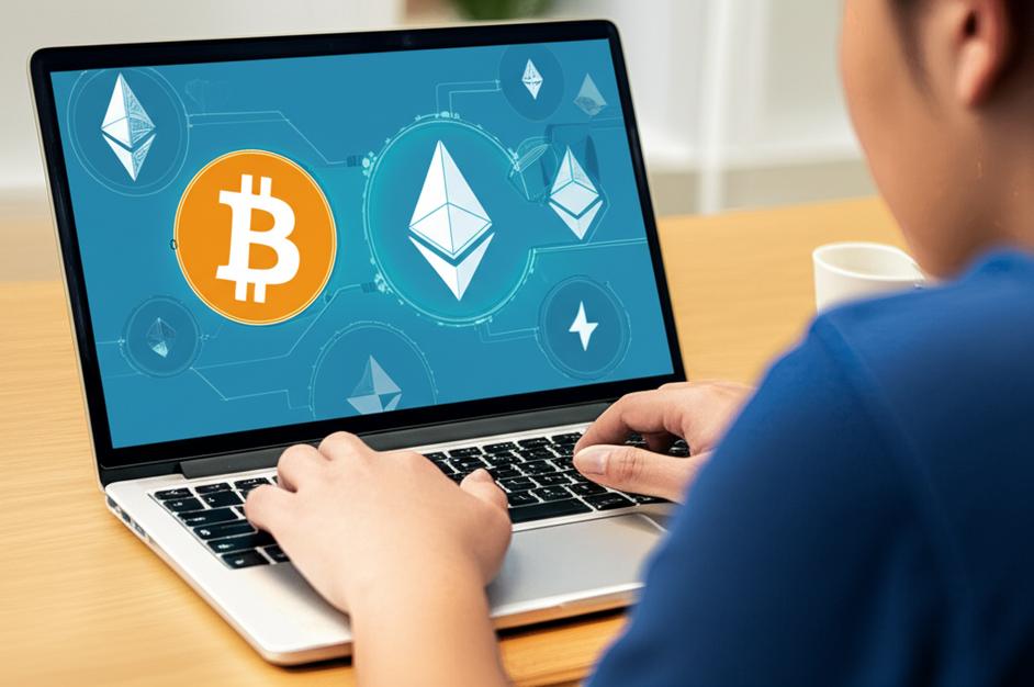 Nhà đầu tư trẻ nghiên cứu biểu đồ tiền mã hóa.