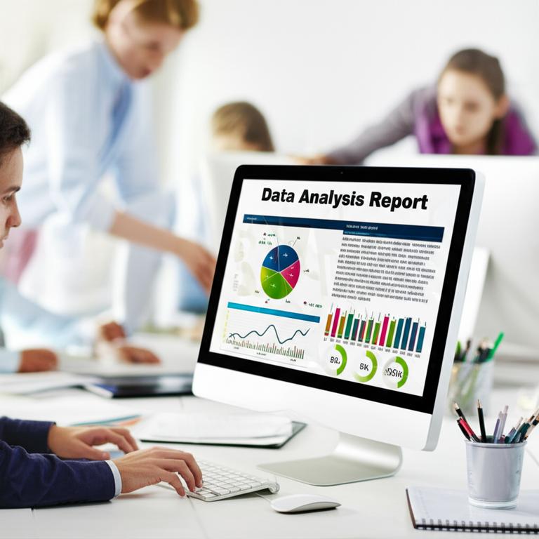 Báo cáo Phân tích Dữ liệu: Chìa Khóa Khai Phá Tiềm Năng Kinh Doanh 4 Báo cáo phân tích dữ liệu với biểu đồ và đồ thị trên màn hình máy tính.