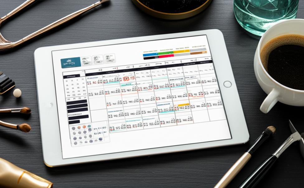 Giao diện phần mềm quản lý thẩm mỹ viện trên máy tính bảng.