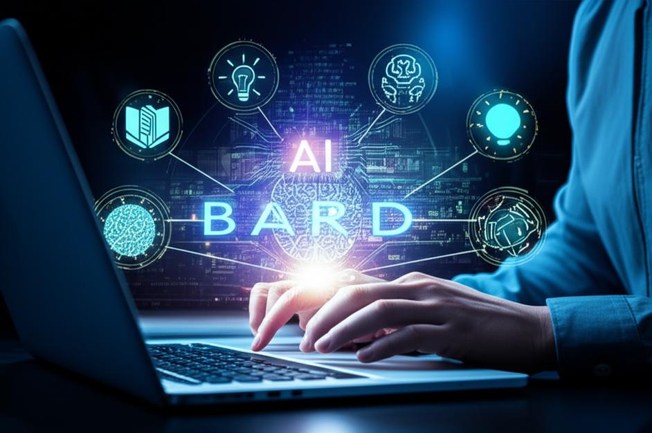 Sự tương tác giữa người dùng và AI Bard, biểu thị sự sáng tạo và khai thác tiềm năng AI qua các prompt được tạo ra.