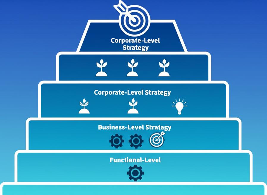 Khám Phá Các Loại Chiến Lược Kinh Doanh Đột Phá Giúp Bạn Vượt Lên Đối Thủ 7 Sơ đồ các cấp độ chiến lược kinh doanh.