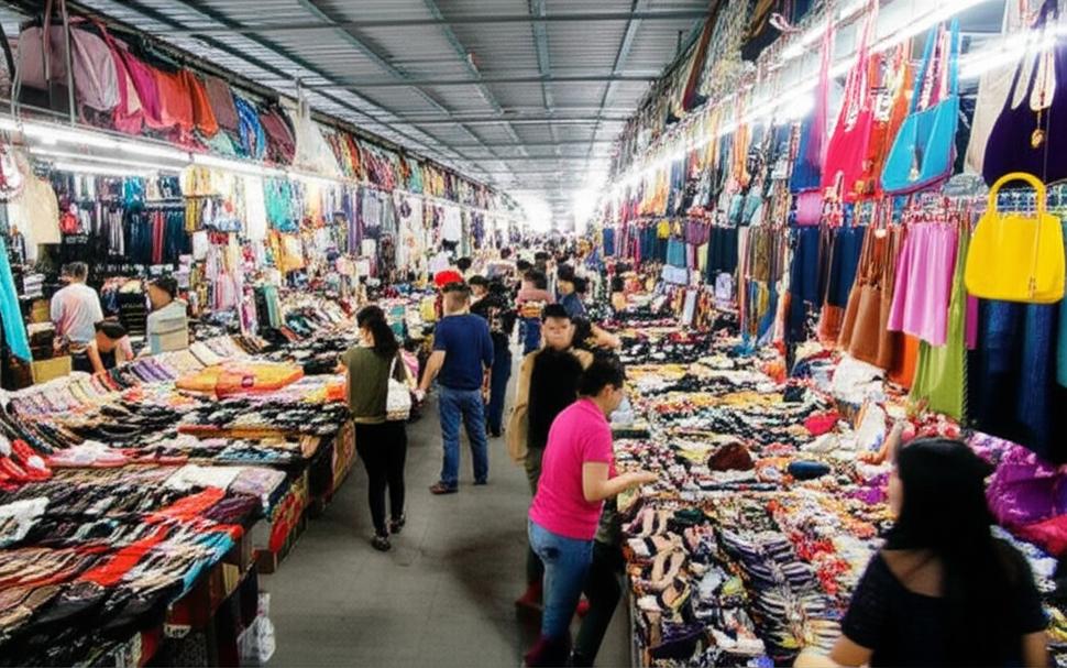 Khu chợ sỉ đông đúc, nhộn nhịp với hàng hóa đa dạng.