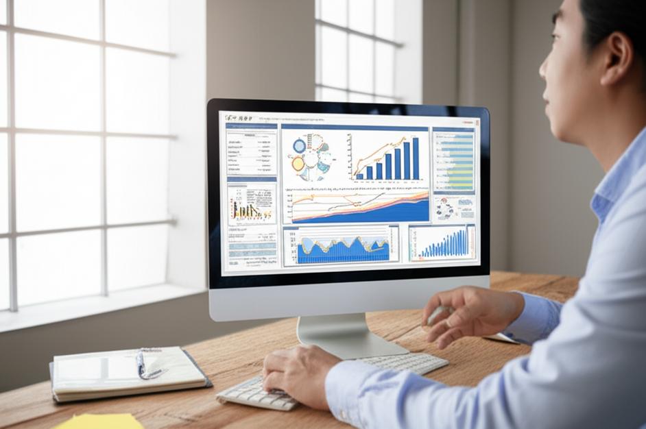Biểu đồ phân tích hiệu quả mô hình kinh doanh trên màn hình máy tính.