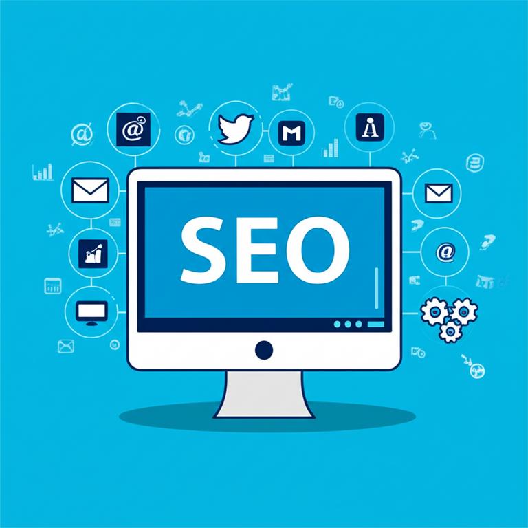 Minh họa tổng quan các kênh digital marketing với biểu tượng chuyên nghiệp.