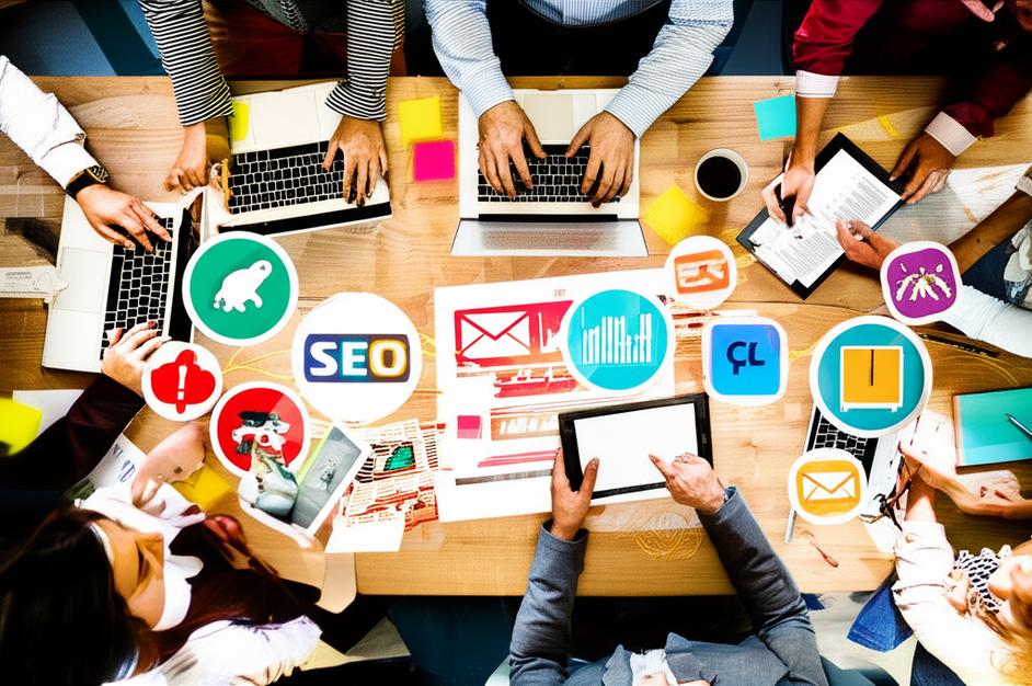 Nghề Digital Marketing: Cơ Hội, Thách Thức và Lộ Trình Phát Triển Sự Nghiệp 8 Chuyên gia tiếp thị kỹ thuật số trẻ làm việc nhóm và động não.