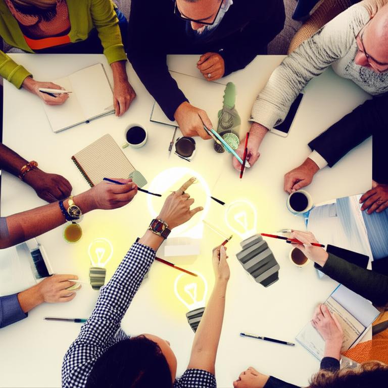 Nhóm chuyên gia kinh doanh thảo luận ý tưởng sáng tạo.