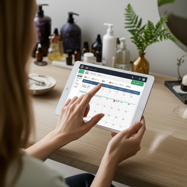 Giao diện phần mềm quản lý spa Ebiz trên máy tính bảng, hiển thị các chức năng quản lý hiệu quả.