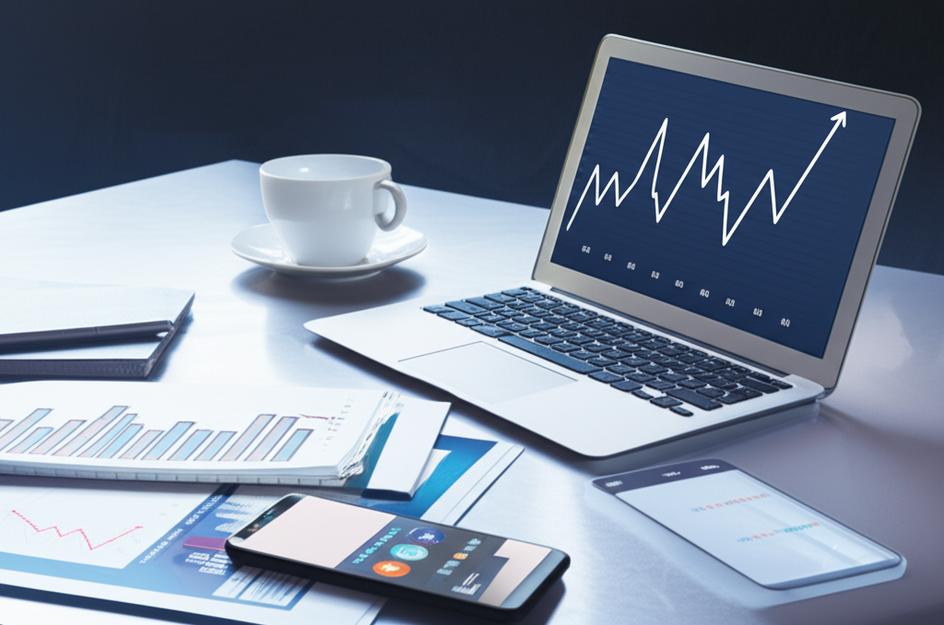 Bí Quyết Gia Tăng Lợi Nhuận Vượt Bậc Cho Doanh Nghiệp: Hướng Dẫn Chi Tiết 6 Bàn làm việc với laptop hiển thị biểu đồ lợi nhuận tăng trưởng và điện thoại có giao diện POS.