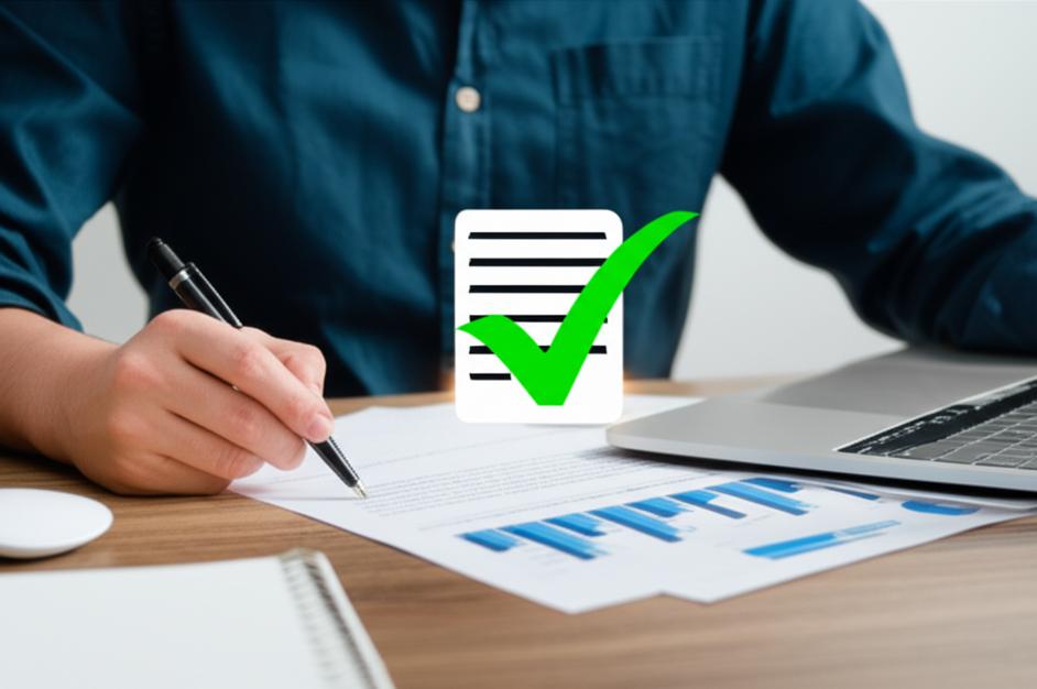 Người đàn ông xem xét giấy tờ, hoàn tất thủ tục giải thể hộ kinh doanh.