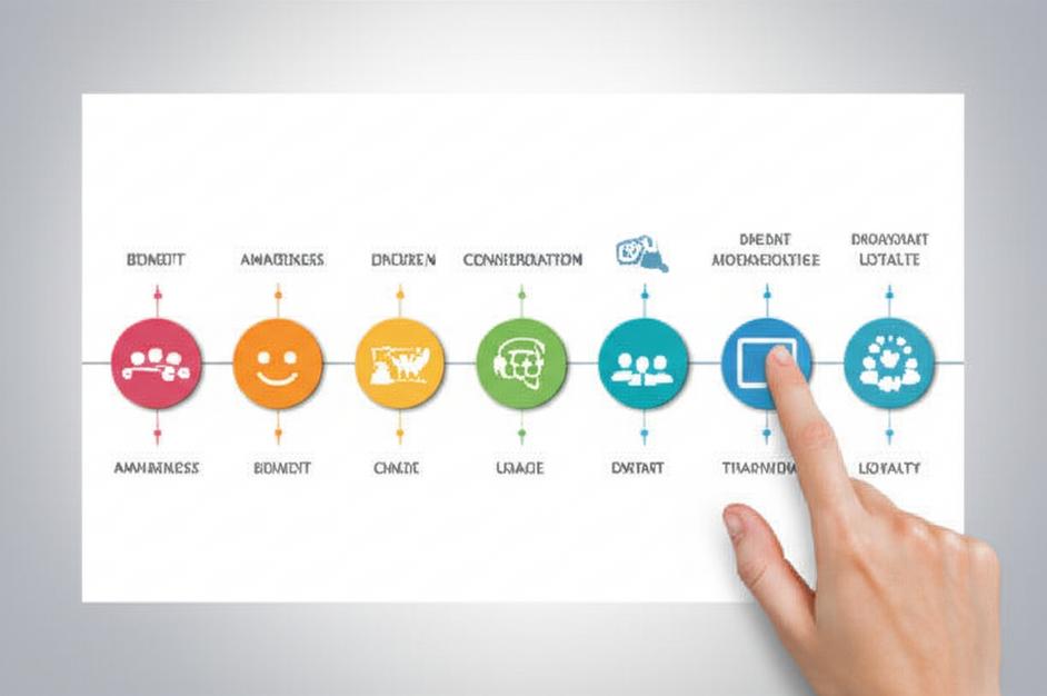 Bản đồ hành trình khách hàng trực quan, thể hiện các giai đoạn tương tác của khách hàng với doanh nghiệp.