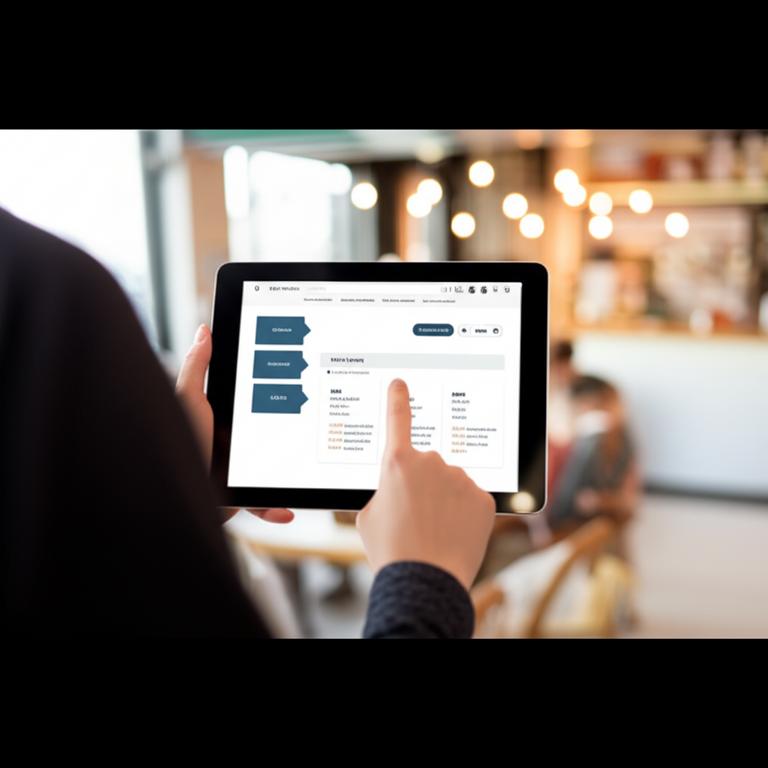Nhân viên phục vụ dùng tablet ghi order trong nhà hàng.