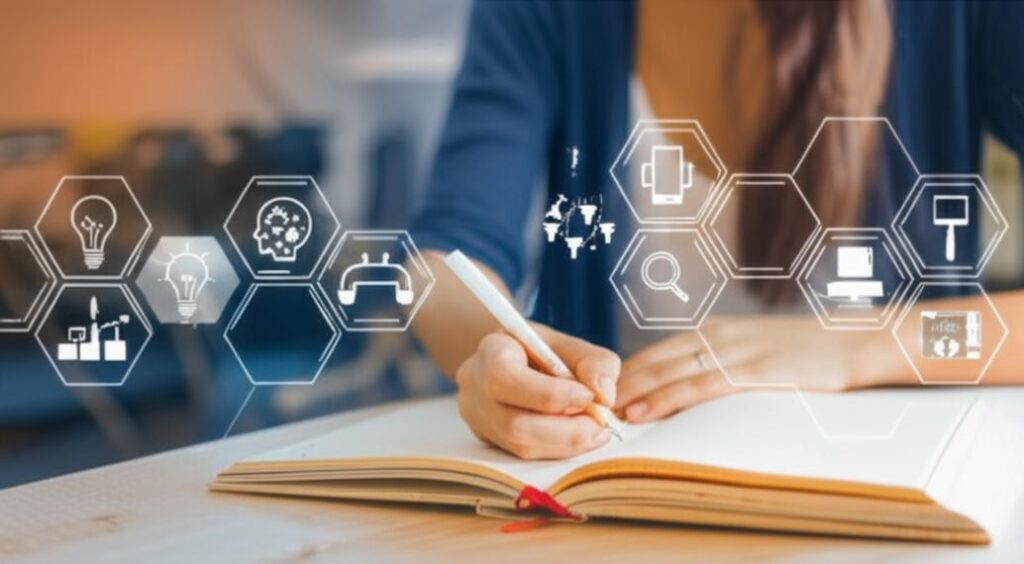 Học Hỏi Liên Tục: Chìa Khóa Vượt Trội Trong Thế Giới Thay Đổi Không Ngừng 9 Hình ảnh một người đang học tập, ghi chú, thể hiện tinh thần học hỏi liên tục và khám phá tri thức.